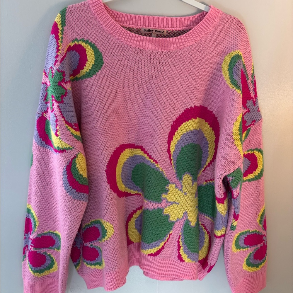 Pink Floral Sweater